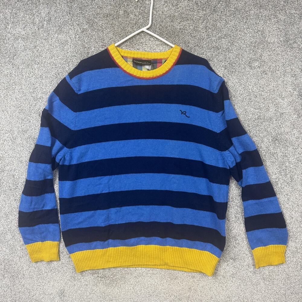 Rocawear Sweater Mens 2XL Blue Yellow Stripe Crewneck Hip Hop Streetwear Retro